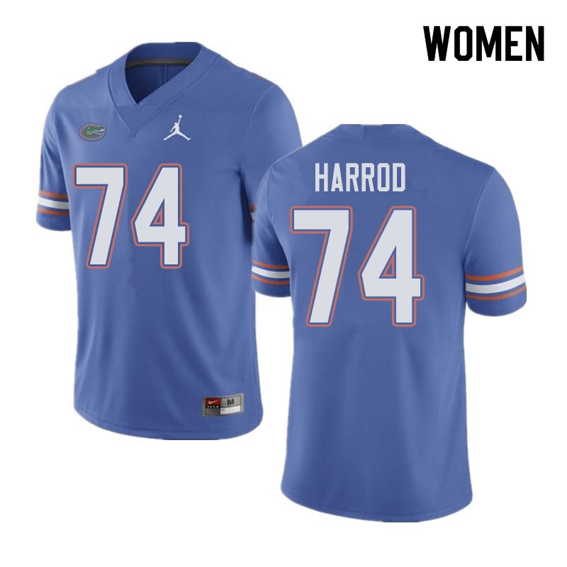 NCAA Florida Gators Will Harrod Women's #74 Jordan Brand Blue Stitched Authentic College Football Jersey TVZ4764FI